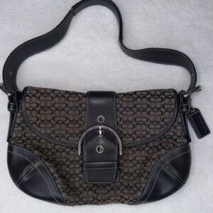 Coach Black and Brown Patterned Shoulder Bag